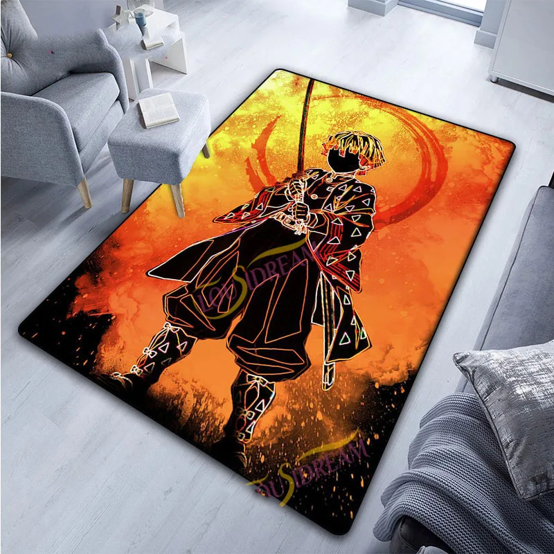 agatsuma zenitsu demon slayer area rug demon slayer carpet kitchen rug indoor rugs v167