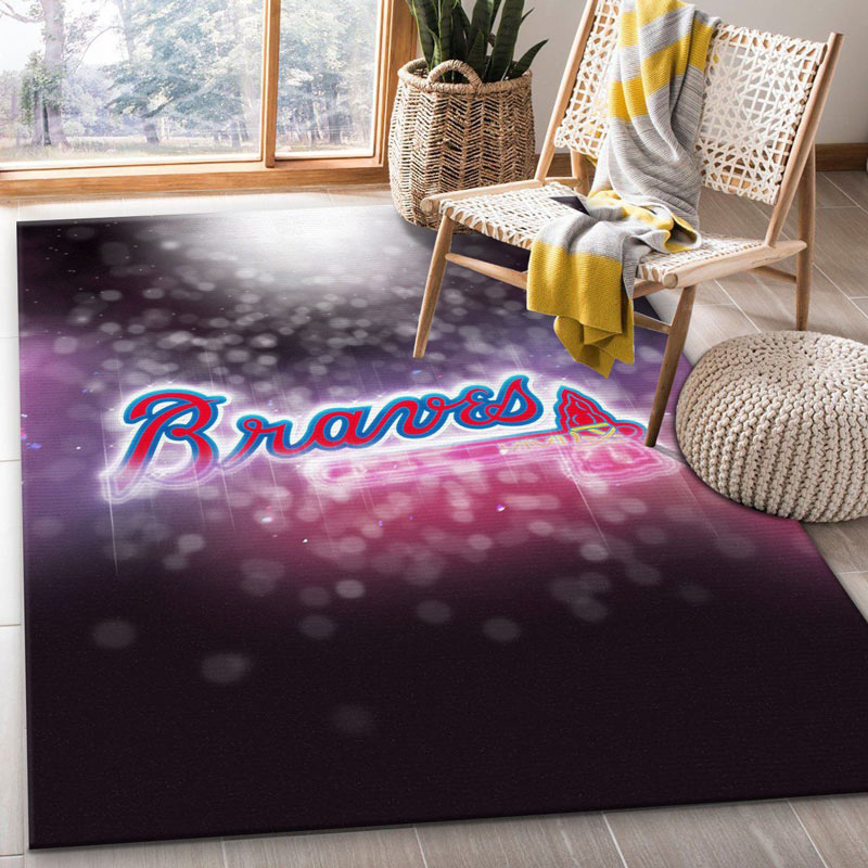 Atlanta Braves Area Rug MLB Area Rug Dining Room Rug Indoor Rug Rectangle Carpet