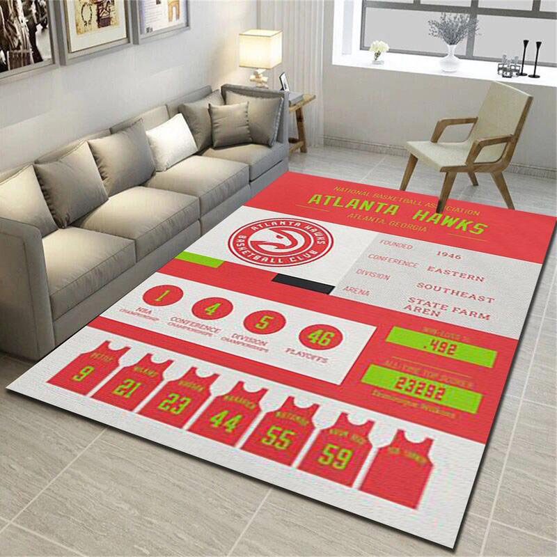 Atlanta Hawks Rug NBA Area Rug Bedroom Area Rug Indoor Indoor Rugs Rectangle Carpet
