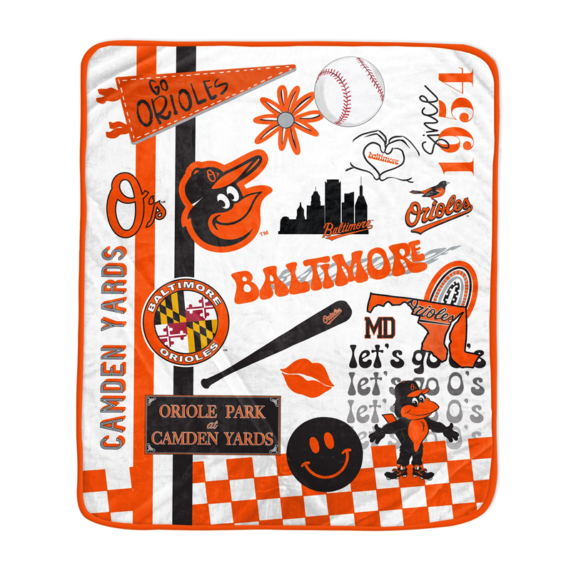 Baltimore Orioles Blanket Sherpa Blanket Throw Blanket