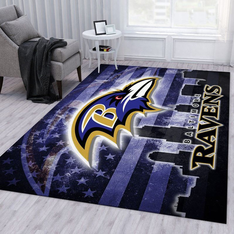 Baltimore Ravens Rug NFL Area Rug Dining Room Rug Indoor Indoor Rug Rectangle Carpet