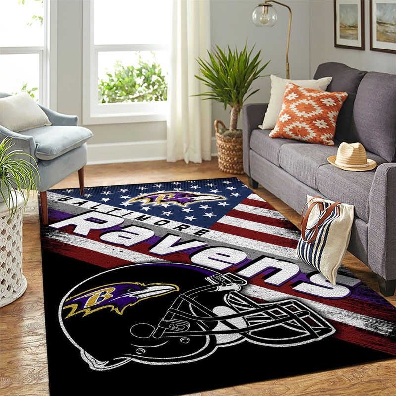 Baltimore Ravens Rug NFL Area Rug Bathroom Rug Indoor Indoor Rug Rectangle Carpet