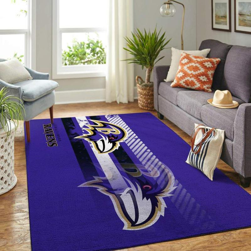 Baltimore Ravens Area Rug NFL Area Rug Bathroom Rug Indoor Rug Rectangle Carpet