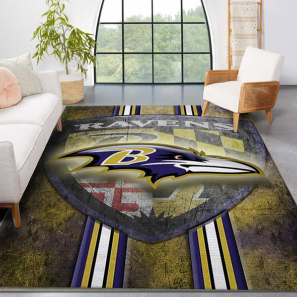 Baltimore Ravens Area Rug NFL Area Rug Dining Room Rug Indoor Indoor Rug Rectangle Carpet