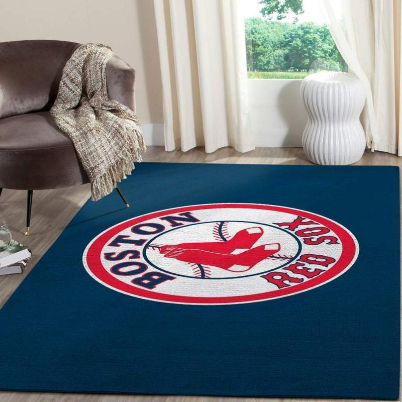 Boston Red Sox Area Rug MLB Area Rug Dining Room Rugs Indoor Rugs Rectangle Carpet