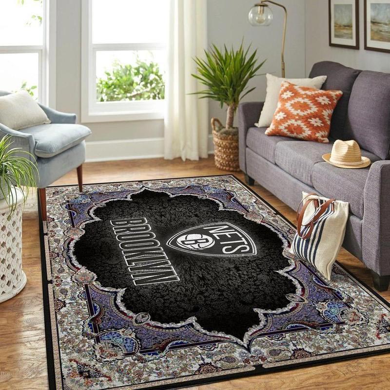 Brooklyn Nets Area Rug NBA Area Rug Bedroom Rug Indoor Indoor Rugs Rectangle Carpet