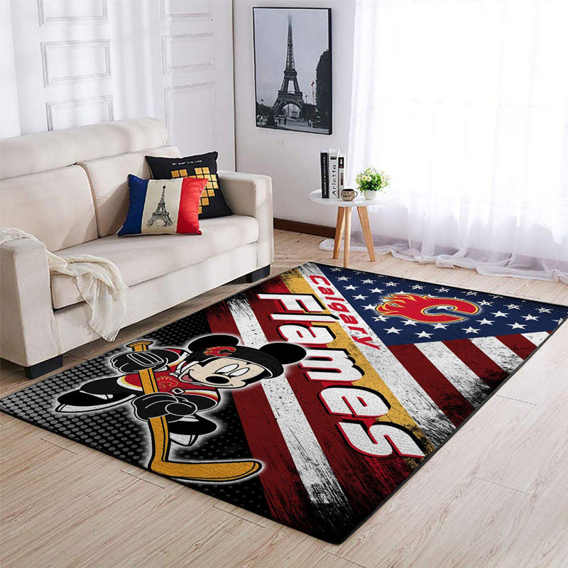 Calgary Flames Rug NHL Area Rug Bathroom Rug Indoor Rug Rectangle Carpet