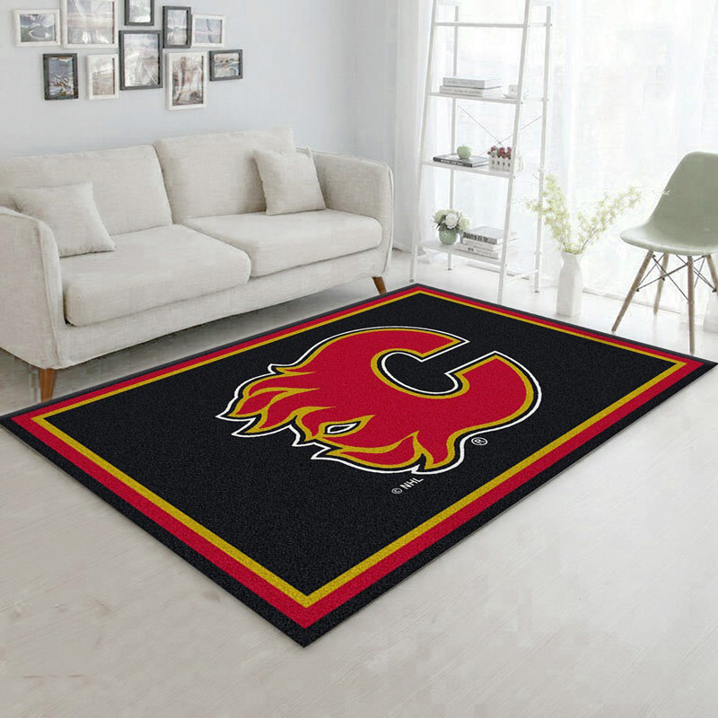 Calgary Flames Area Rug NHL Area Rug Living Room Area Rug Indoor Indoor Rugs Rectangle Carpet