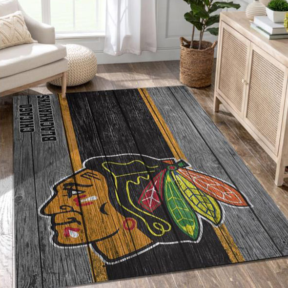 Chicago Blackhawks Area Rug NHL Area Rug Bathroom Rugs Indoor Rug Rectangle Carpet