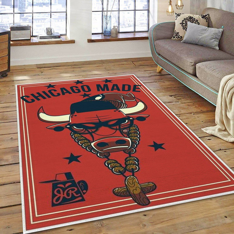Chicago Bulls Area Rug NBA Area Rug Dining Room Rug Indoor Rug Rectangle Carpet