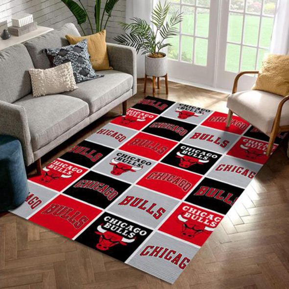 Chicago Bulls Area Rug NBA Area Rug Dining Room Rug Indoor Rug Rectangle Carpet