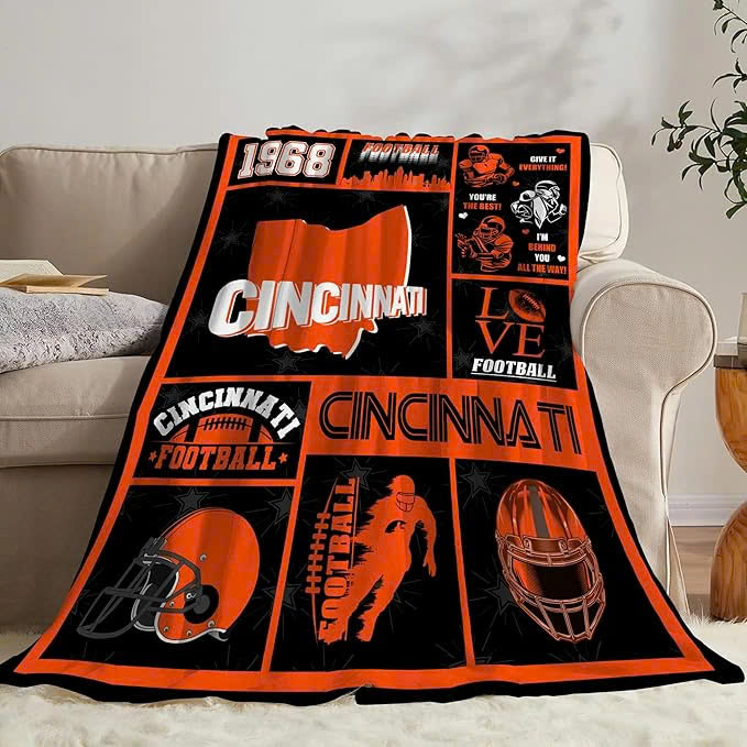Cincinnati Bengals Blankets Sherpa Blanket Throw Blanket