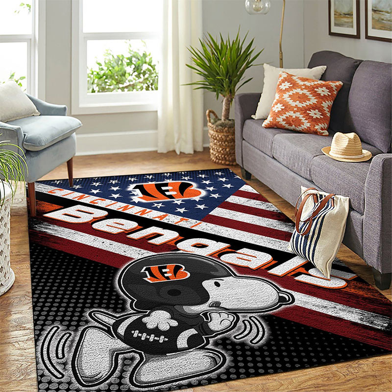 Cincinnati Bengals Rug NFL Area Rug Living Room Area Rug Indoor Rug Rectangle Carpet