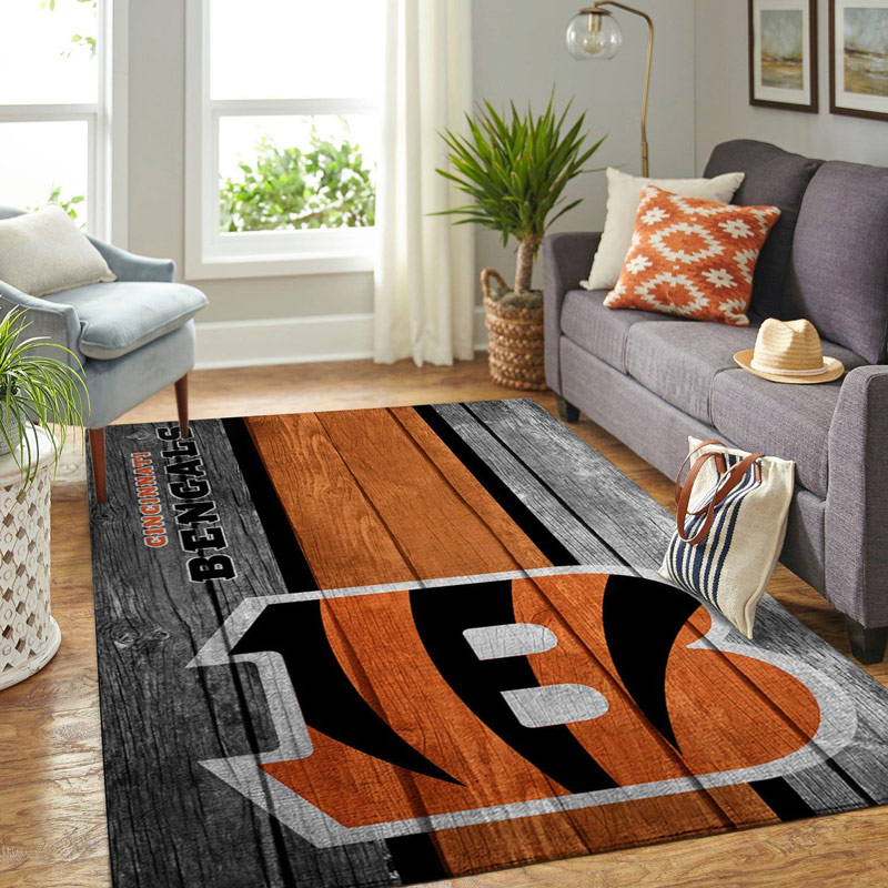 Cincinnati Bengals Area Rug NFL Area Rug Dining Room Rug Indoor Rug Rectangle Carpet