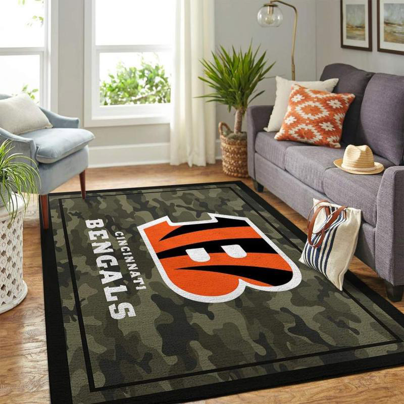 Cincinnati Bengals Rug NFL Area Rug Living Room Rug Indoor Rugs Rectangle Carpet