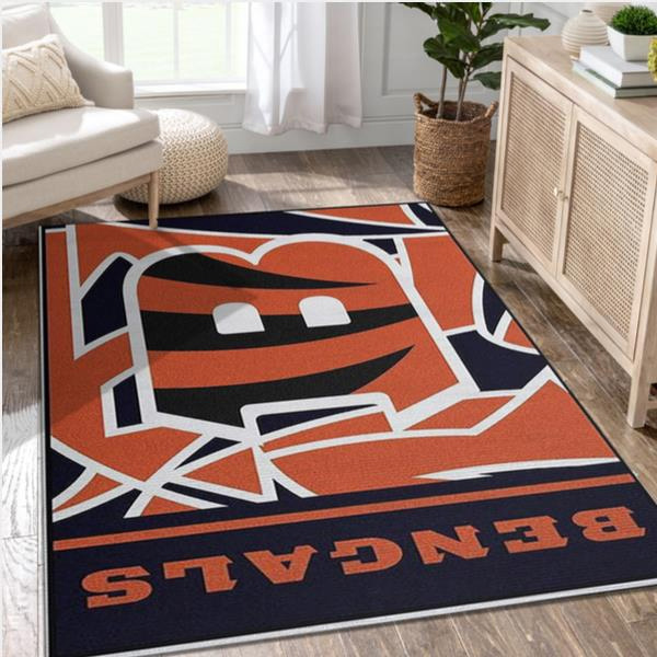Cincinnati Bengals Rug NFL Area Rug Living Room Area Rug Indoor Indoor Rugs Rectangle Carpet