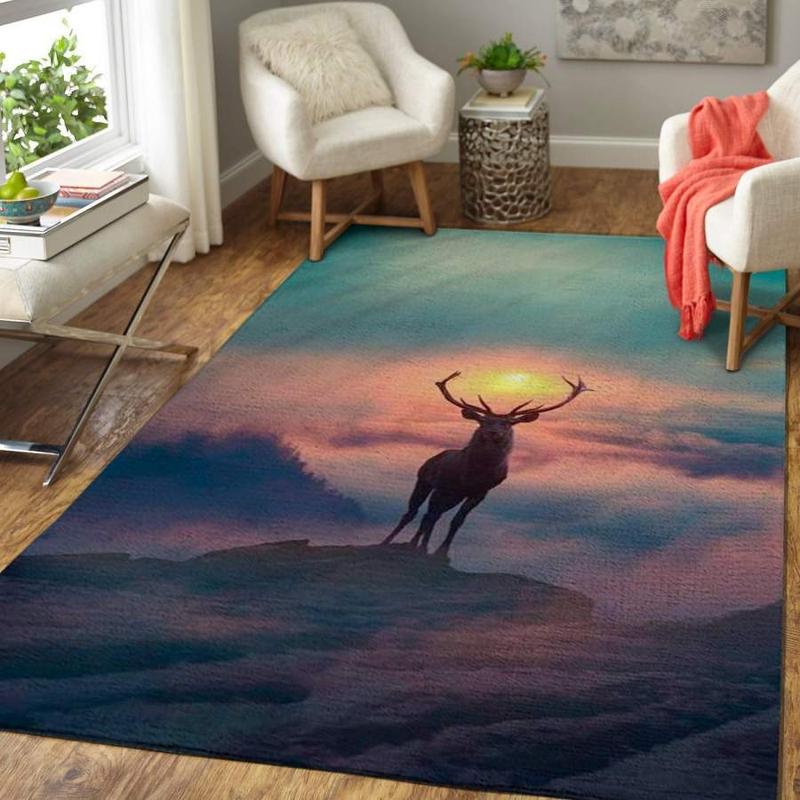 Deer Pattern Print Area Rug Living Room Rug