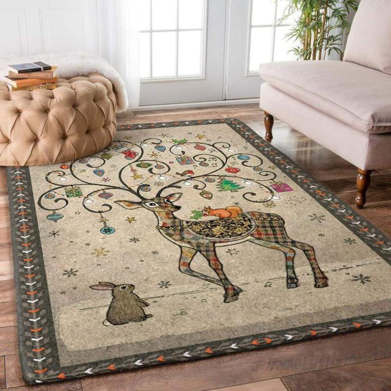 Deer Print Pattern Area Rug Living Room Rug