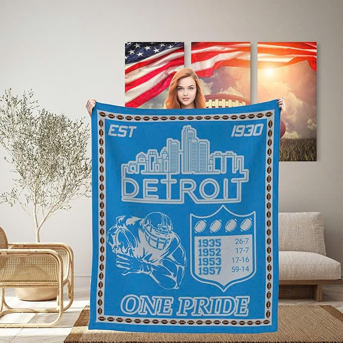 Detroit Lions Blanket Sherpa Blanket Throw Blanket