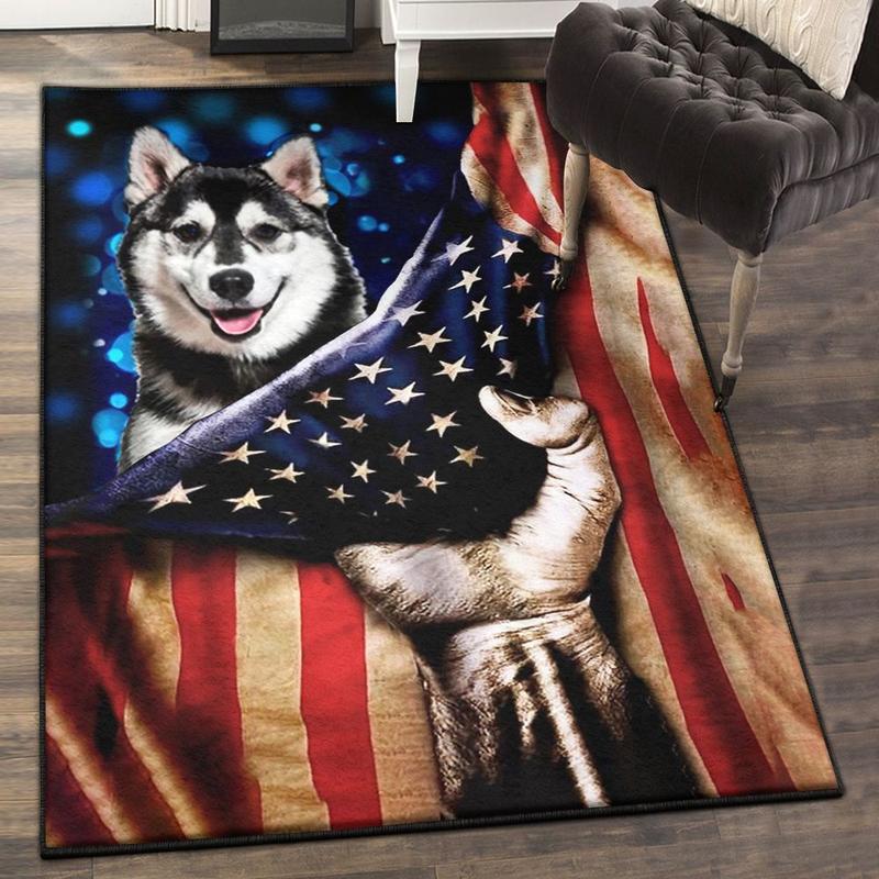 Dog Art Decor Rug Husky Dog American Rug
