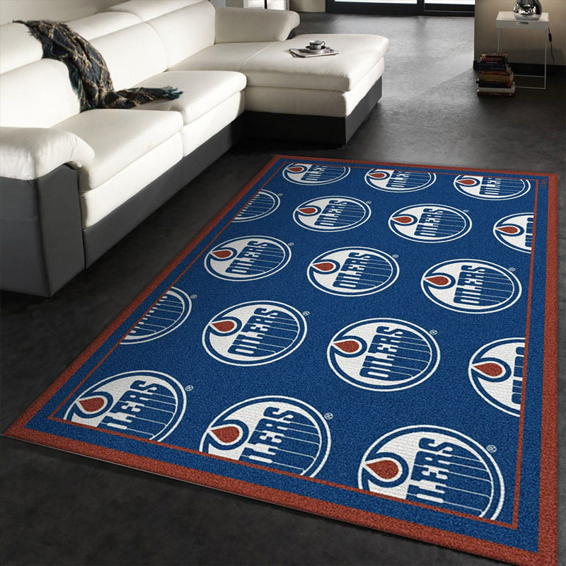 Edmonton Oilers Area Rug NHL Area Rug Dining Room Rug Indoor Indoor Rugs Rectangle Carpet
