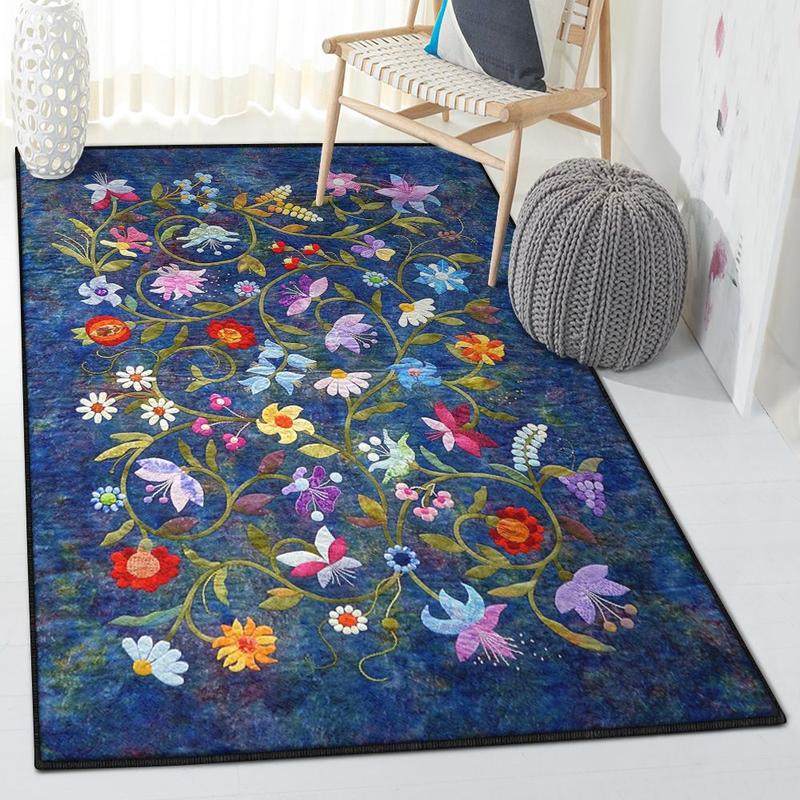 Floral Dining Room Rug Flower Garden Rug