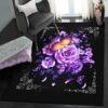 Flower Garden Non Shedding Area Rug Butterfly And Purple Flowers Rug flower garden non shedding area rug butterfly and purple flowers rug