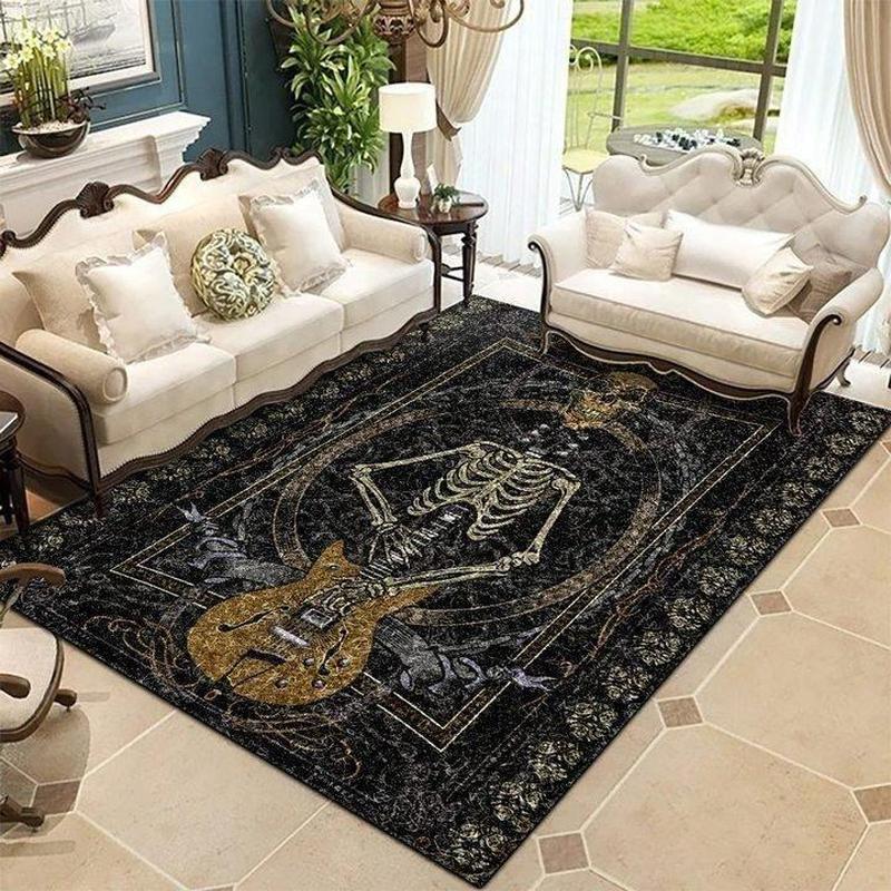 Guitar Skeleton Halloween Area Rug Area Rug Living Room Carpet