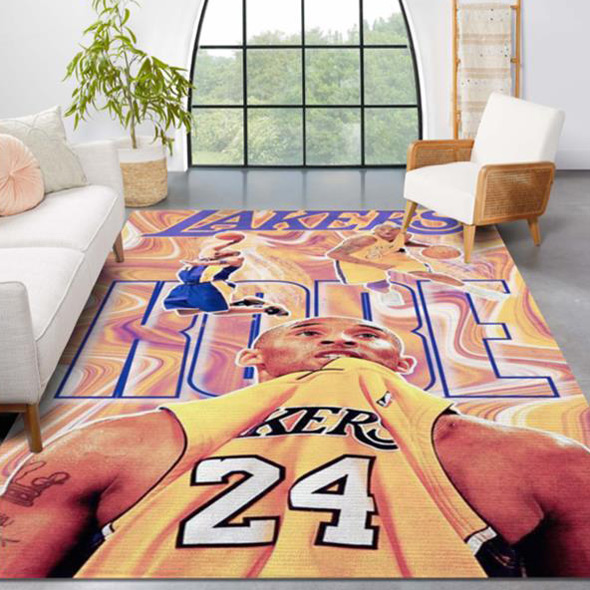 Los Angeles Lakers Area Rug NBA Area Rug Kitchen Rug Indoor Indoor Rugs Rectangle Carpet