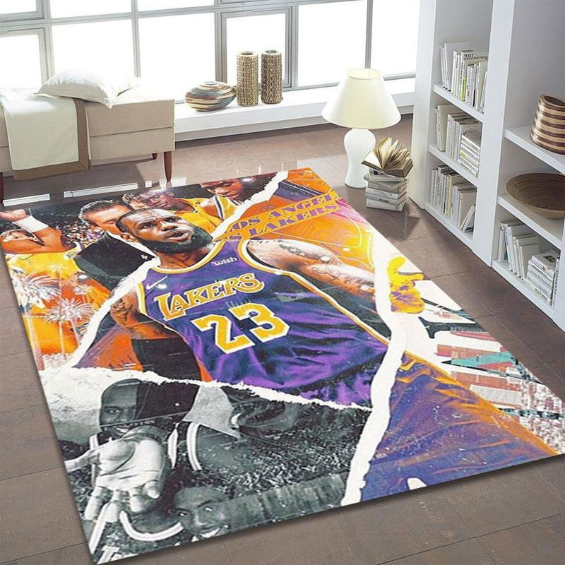 Los Angeles Lakers Rug NBA Area Rug Bedroom Area Rug Indoor Rug Rectangle Carpet