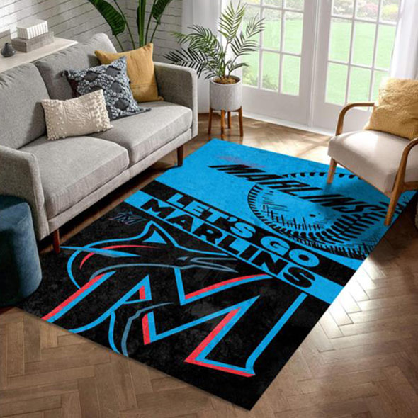 Miami Marlins Rug MLB Area Rug Bathroom Rug Indoor Indoor Rug Rectangle Carpet