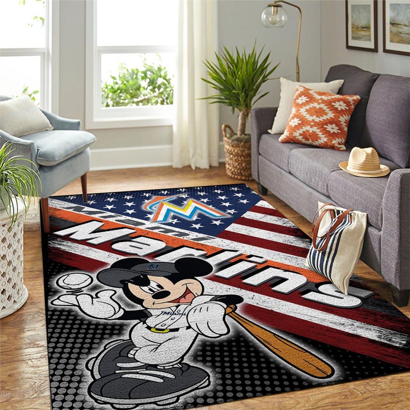 Miami Marlins Area Rug MLB Area Rug Kitchen Rug Indoor Rug Rectangle Carpet