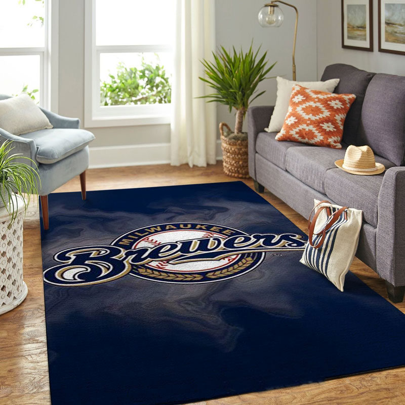 Milwaukee Brewers Area Rug MLB Area Rug Dining Room Rugs Indoor Indoor Rugs Rectangle Carpet