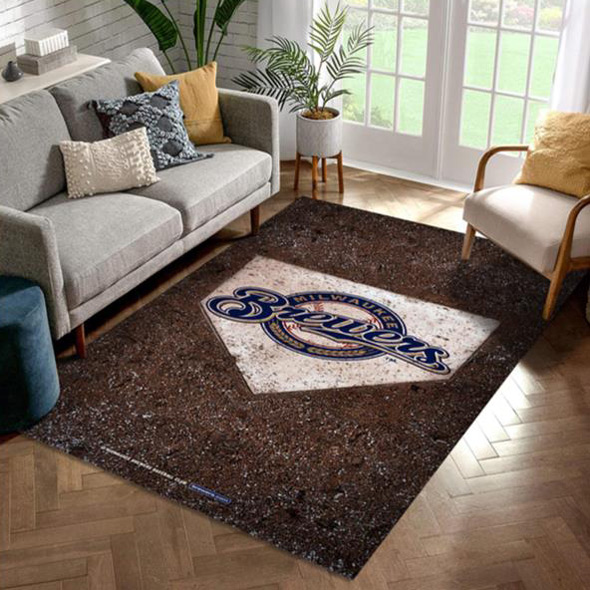 Milwaukee Brewers Rug MLB Area Rug Dining Room Rugs Indoor Rugs Rectangle Carpet
