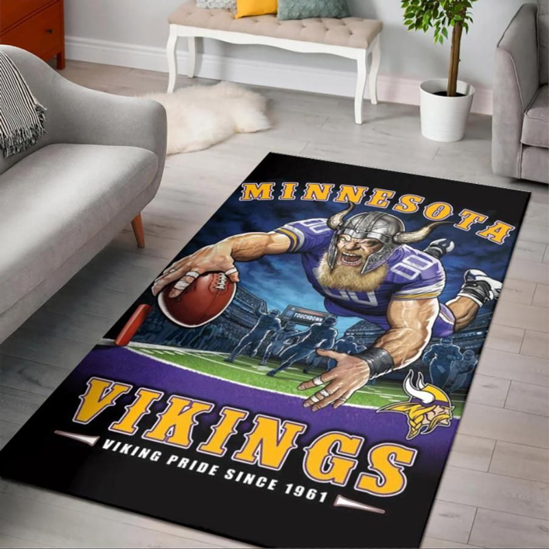 Minnesota Vikings Area Rug NFL Area Rug Bedroom Rug Indoor Rugs Rectangle Carpet