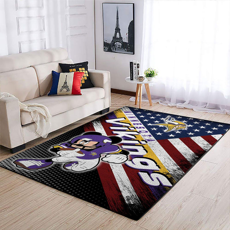 Minnesota Vikings Rug NFL Area Rug Dining Room Rug Indoor Rugs Rectangle Carpet