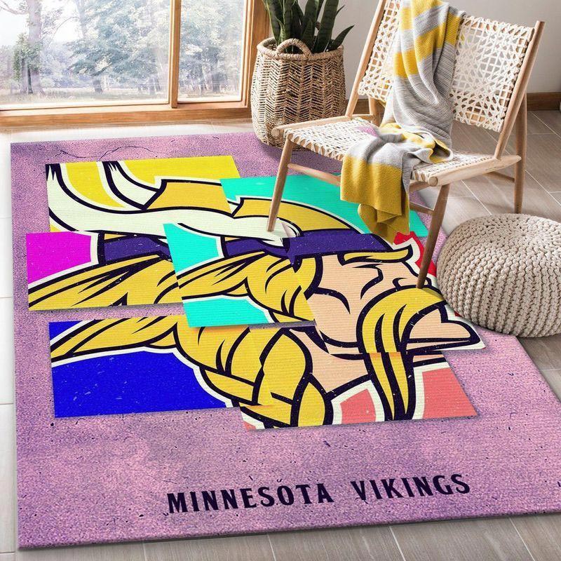 Minnesota Vikings Rug NFL Area Rug Dining Room Rugs Indoor Indoor Rug Rectangle Carpet