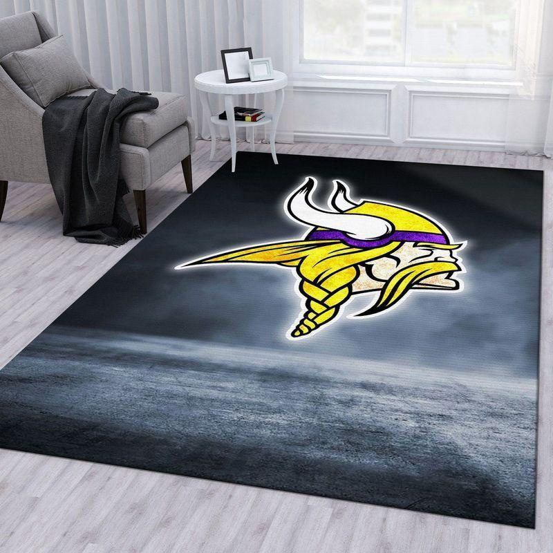 Minnesota Vikings Area Rug NFL Area Rug Living Room Area Rug Indoor Rug Rectangle Carpet