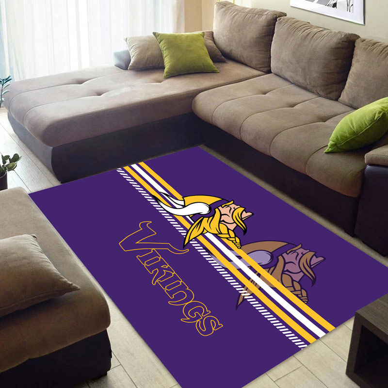 Minnesota Vikings Area Rug NFL Area Rug Dining Room Rug Indoor Indoor Rugs Rectangle Carpet