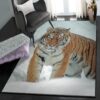 Panthera Tigris Washable Area Rugs Tiger In The Snow Rug panthera tigris washable area rugs tiger in the snow rug