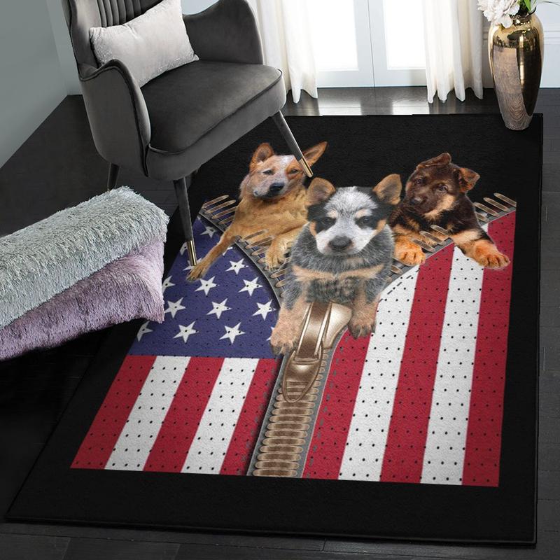 Patriotic Cool Rugs Heeler American Zipper Rug