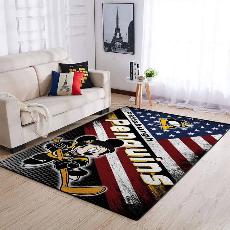 Pittsburgh Penguins Rug NHL Area Rug Dining Room Rug Indoor Rugs Rectangle Carpet