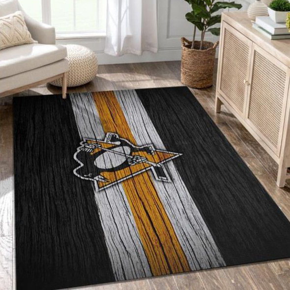 Pittsburgh Penguins Rug NHL Area Rug Dining Room Rug Indoor Indoor Rugs Rectangle Carpet