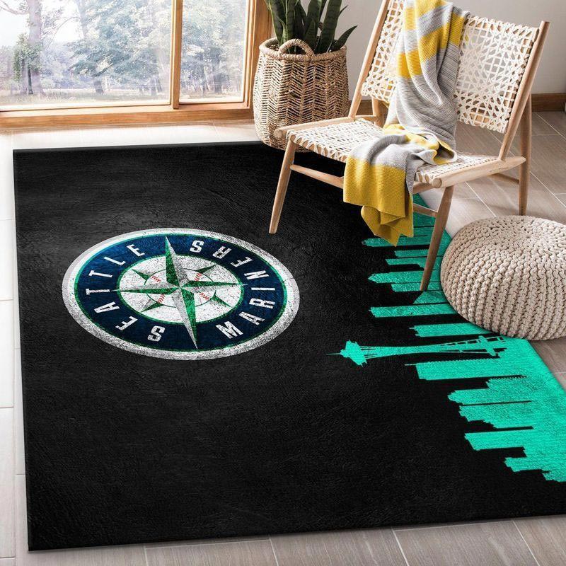Seattle Mariners Rug MLB Area Rug Living Room Area Rug Indoor Rugs Rectangle Carpet
