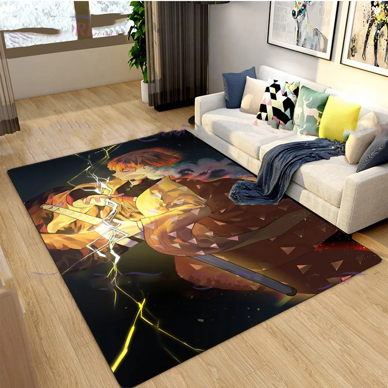 Agatsuma Zenitsu Demon Slayer Area Rug Demon Slayer Carpet Bedroom Area Rug Indoor Rugs