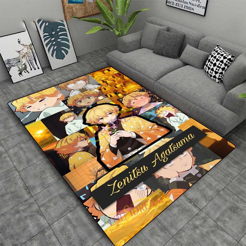 Agatsuma Zenitsu Demon Slayer Area Rug Demon Slayer Carpet Kitchen Rug Indoor Rug