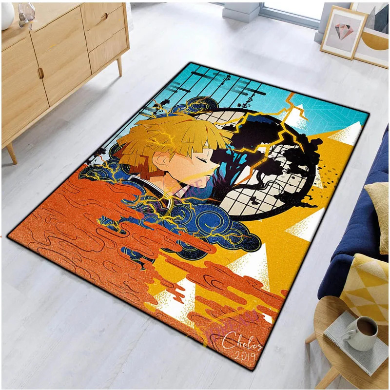 Agatsuma Zenitsu Demon Slayer Area Rug Demon Slayer Carpet Living Room Rug Indoor Indoor Rug