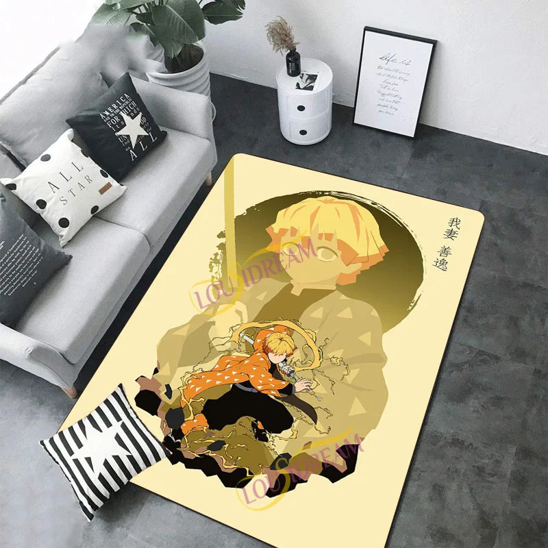 Agatsuma Zenitsu Demon Slayer Rug Demon Slayer Carpet Bedroom Rug Indoor Indoor Rugs