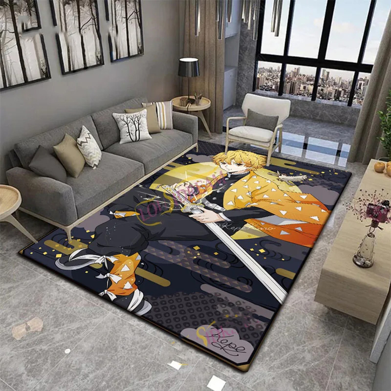 Agatsuma Zenitsu Demon Slayer Rug Demon Slayer Carpet Living Room Area Rug Indoor Rug