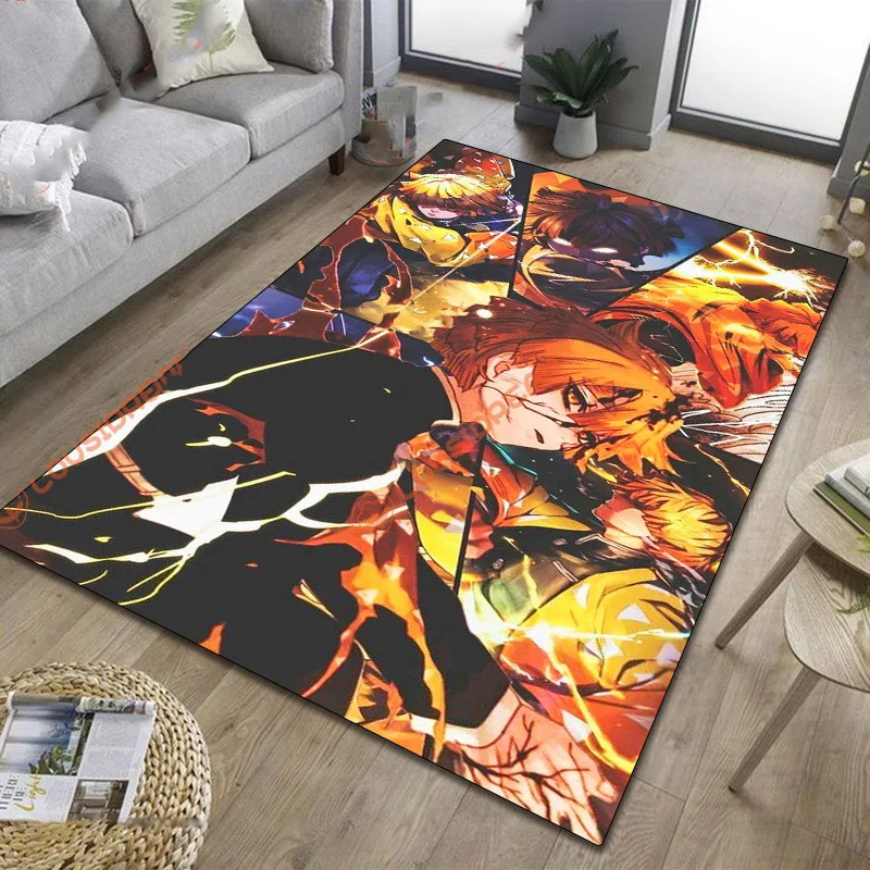 Agatsuma Zenitsu Demon Slayer Rug Demon Slayer Carpet Living Room Rug Indoor Rugs